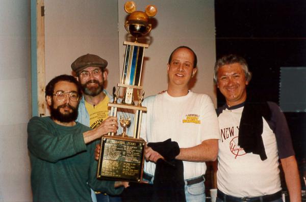 Dick Shahan, left, with winning CU Trivia Bowl team